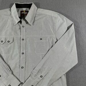 Double Deuce Mens Long Sleeve Button Up‎ Black Striped Collar Shirt XL